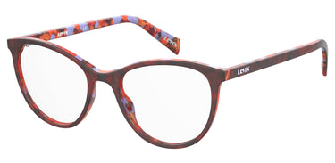 Premium Women Levi's Model Eyeglasses: LV 1021 - Red- SpecSMART Eye Clinic (Diagonal View)
